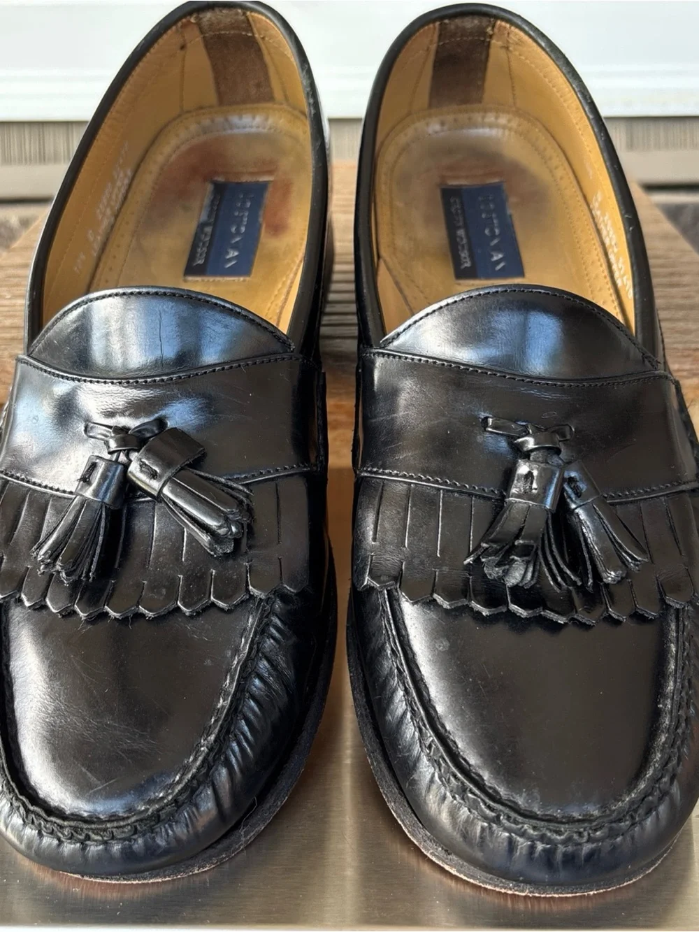 Bostonian Crown Windsor Black Leather Tassel Kiltie Loafers men’s 10.5 D